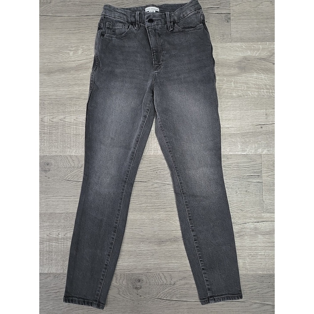 Good American Good Legs Skinny Jeans Sz 2/26 Black 264 High‎ Rise Distressed